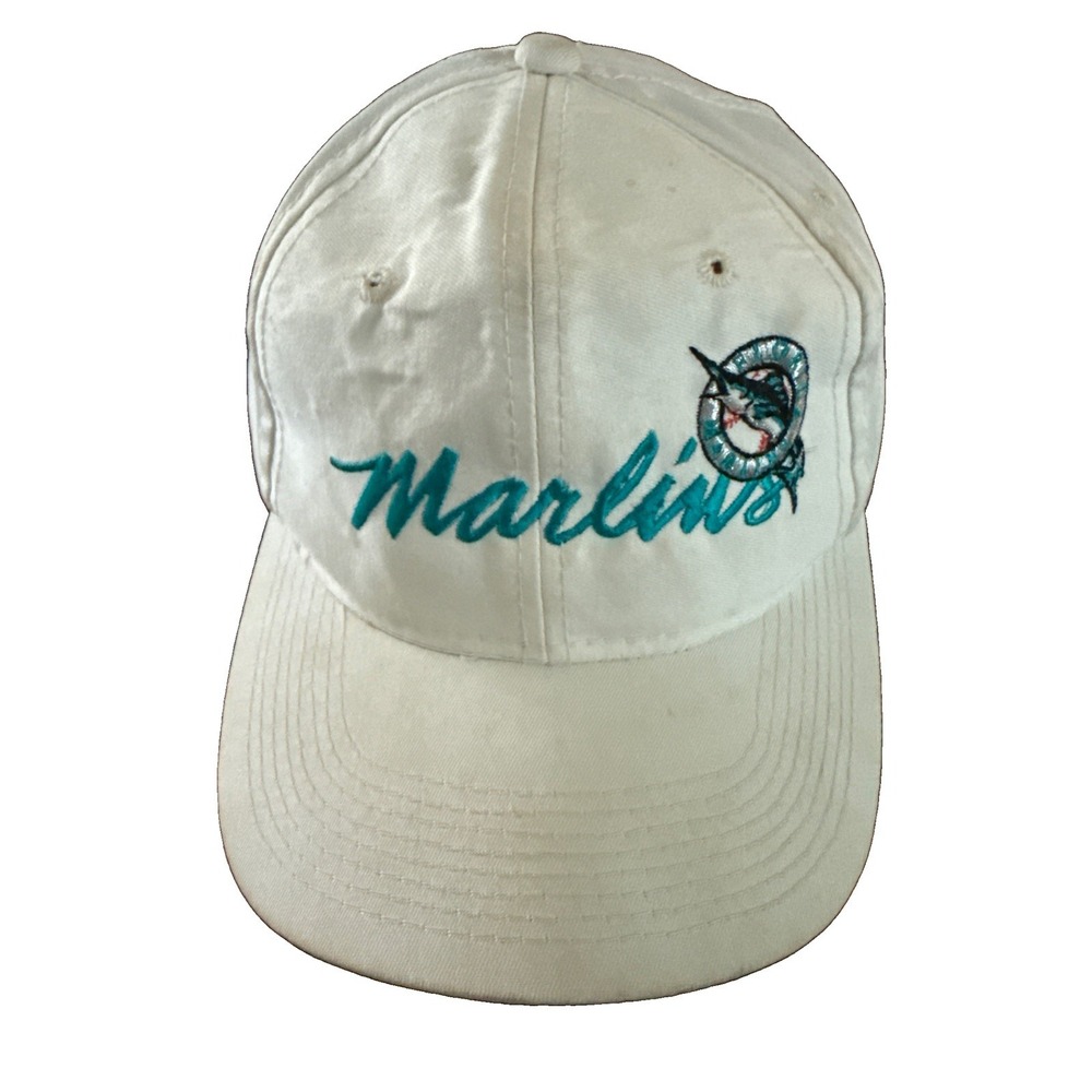 Vintage Florida Marlins Baseball Cap White One Size 90's